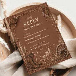 Vintage Prairie Elegante Rustiek RSVP Kaartje