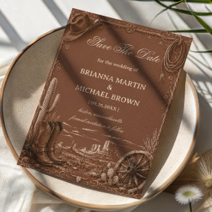 Vintage Prairie Frontier Rustieke Western Save The Date