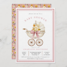 Vintage Pram Baby Shower | Blush & Golden Florals