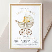 Vintage Pram Baby Shower | Ivory & Golden Florals