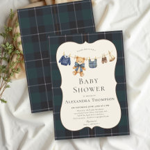 Vintage Preppy Geruite Baby Shower voor Jongen