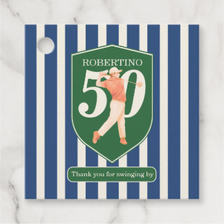 Vintage Preppy Golfer Blauw Wit 50ste Verjaardag Bedankjes Labels