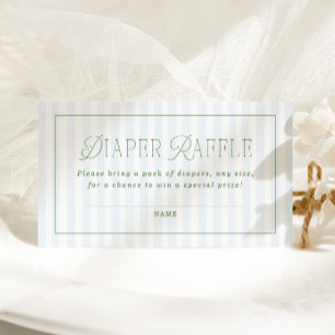 Vintage Preppy Jongens Baby Shower Luiers Raffle Informatiekaartje