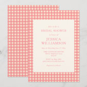 Vintage Preppy Roze Gingham Plaid Bruiloftsfeest Kaart (Voorkant / Achterkant)