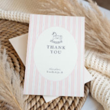 Vintage Preppy Roze Streepjes Baby Shower