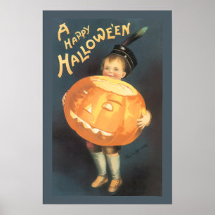 Vintage Prettig Halloween van Ellen Clapsaddle Poster