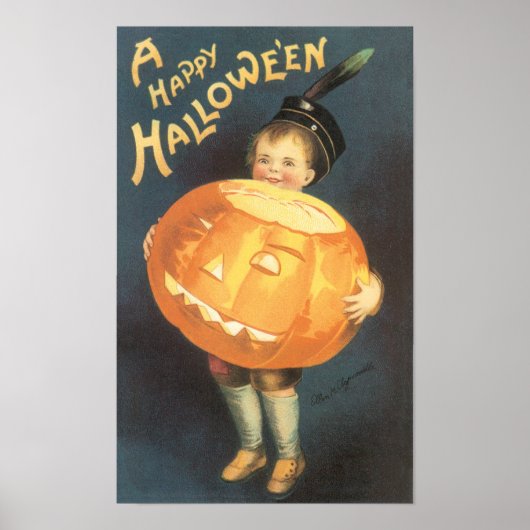 Vintage Prettig Halloween van Ellen Clapsaddle Poster (Voorkant)