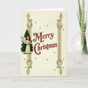 Vintage Prettig Kerst Engel Kaart