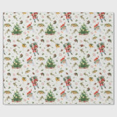 Vintage Prettig Kerstmis Kerstman Cadeaupapier (Vlak)