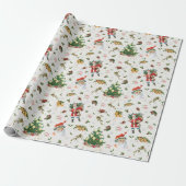 Vintage Prettig Kerstmis Kerstman Cadeaupapier (Uitgerold)