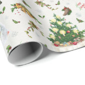 Vintage Prettig Kerstmis Kerstman Cadeaupapier (Rol Hoek)