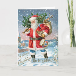 Vintage Prettig Kerstmis Kerstman Kaart