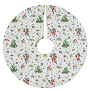 Vintage Prettig Kerstmis Kerstman Kerstboom Rok