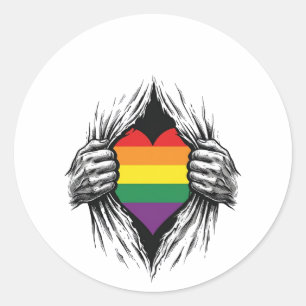 Vintage Pride Gescheurde Shirt Vector Design_1 Ronde Sticker