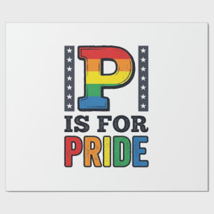 Vintage Pride Letter P Regenboog Shirt Ontwerp_1 Cadeaupapier