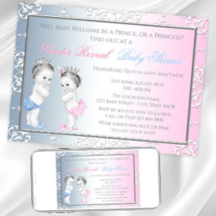 Vintage Prince Princess Geslacht Reveal Baby Showe Kaart