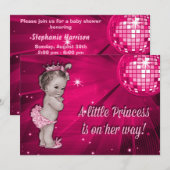 Vintage Princess Pink Disco Ball Baby shower Kaart (Voorkant / Achterkant)