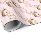 Vintage Prinses Baby shower Cadeaupapier (Rol Hoek)