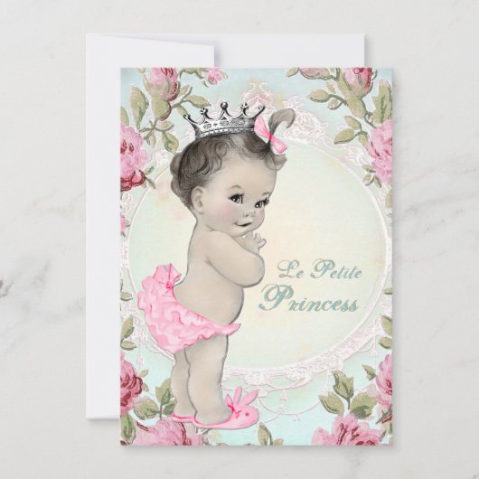 Vintage Prinses Baby Shower Kaart (Voorkant)