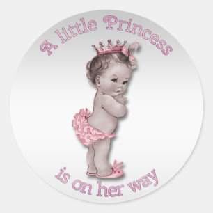 Vintage Prinses Baby shower Ronde Sticker