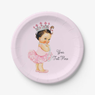 Vintage Prinses Ballerina Tutu Parels Baby Shower Papieren Bordje