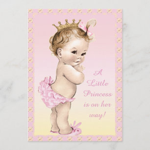 Vintage prinses Floral Baby shower Kaart