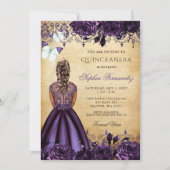 Vintage Prinses Paarse Vlinder Quinceañera Kaart (Voorkant)
