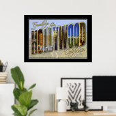Vintage Print Greetings Hollywood California (Thuiskantoor)