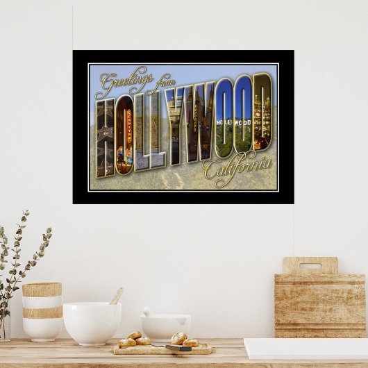 Vintage Print Greetings Hollywood California (Keuken)