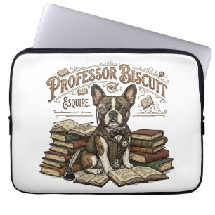 Vintage Professor Biscuit Frenchie Esquire  Laptop Sleeve