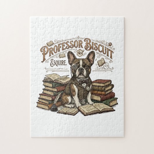 Vintage Professor Biscuit Frenchie Esquire Legpuzzel (Verticaal)
