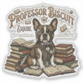 Vintage Professor Biscuit Frenchie Esquire Sticker (Voorkant)