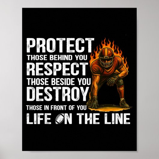Vintage Protect Respect Destroy Offensive Lineman Poster (Voorkant)