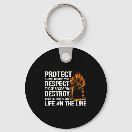 Vintage Protect Respect Destroy Offensive Lineman Sleutelhanger (Voorkant)