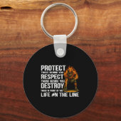 Vintage Protect Respect Destroy Offensive Lineman Sleutelhanger (Voorkant)