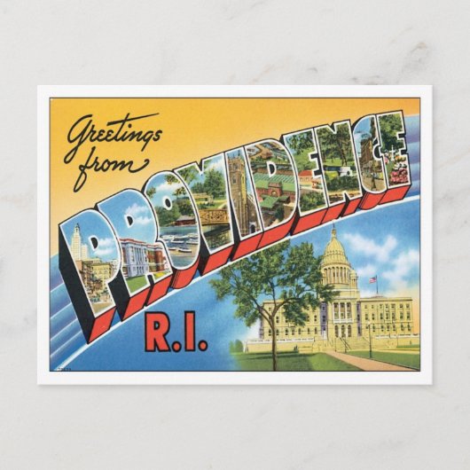 Vintage Providence Rhode Island Briefkaart (Voorkant)