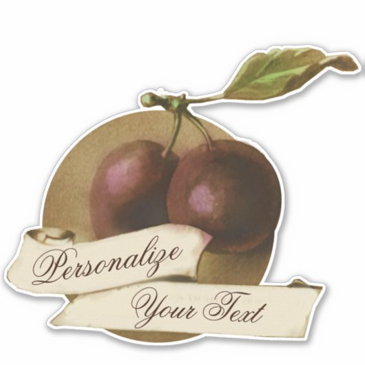  Vintage-pruimen fruitkwekerijwinkel Sticker (Voorkant)