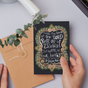 Vintage Psalm 90:17 Felicitaties voor Personeel Feestdagenkaart