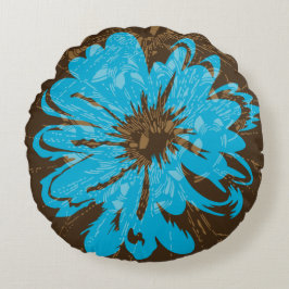 Vintage Psychedelische Bloemen Omkeerbaar van Rond Kussen