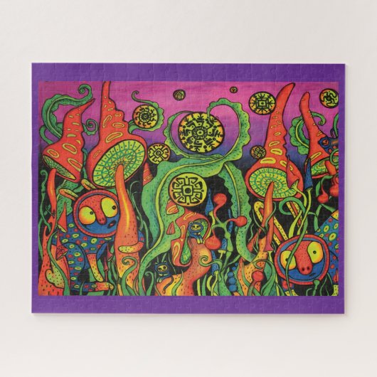 Vintage psychedelische paddestoelposter puzzel 60s (Horizontaal)