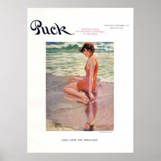 Vintage Puck Magazine Hoesje Poster, strand Poster