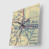 Vintage Pueblo CO-kaart Vierkante Klok (Hoek)