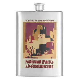 Vintage Pueblos van het Zuidwesten WPA-poster Kuns Flacon