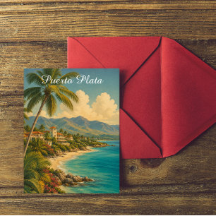 Vintage Puerto Plata Dominicaanse Republiek Tropis Briefkaart