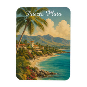 Vintage Puerto Plata Dominicaanse Republiek Tropis Magneet
