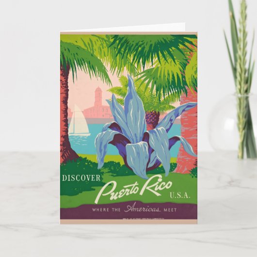 Vintage Puerto Rico Art Ilustration Kaart (Voorkant)