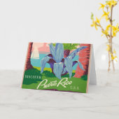 Vintage Puerto Rico Art Ilustration Kaart (Gele Bloem)