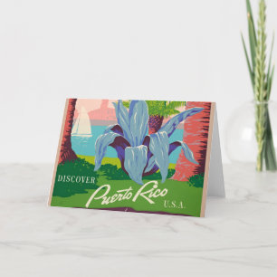Vintage Puerto Rico Art Ilustration Kaart