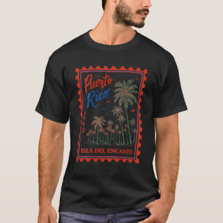 Vintage Puerto Rico-postzegel Retro Strand Op T-shirt