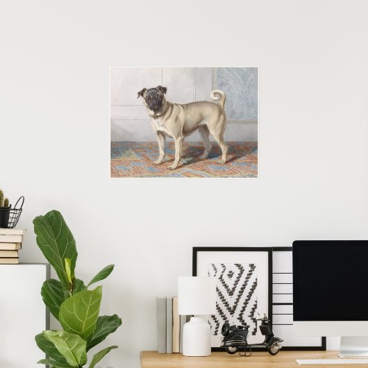 Vintage Pug Poster (Thuiskantoor)